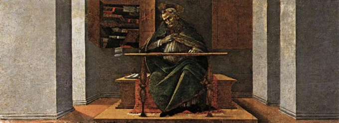 Saint Augustine in His Study, panel from the predella of the Altarpiece of Saint Mark - Sandro Botticelli