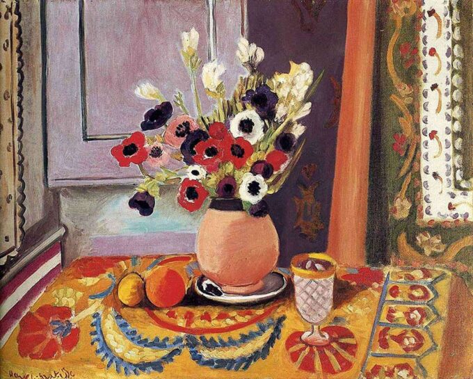 Anemones in a terracotta vase - Matisse