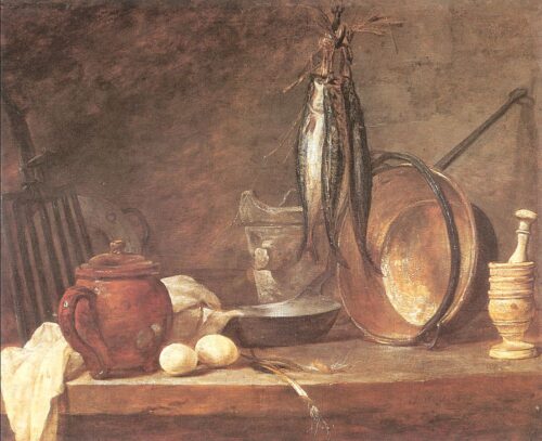 Nature morte : Menu du jour de jeûne - Jean Siméon Chardin - Reproductions de tableaux et peintures haut de gamme