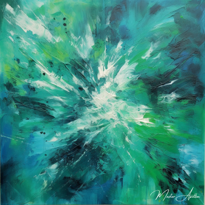 Contemporary blue green river painting