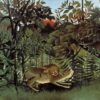 Le lion ayant faim se jette sur l'antilope - Henri Rousseau - Reproductions de tableaux et peintures haut de gamme