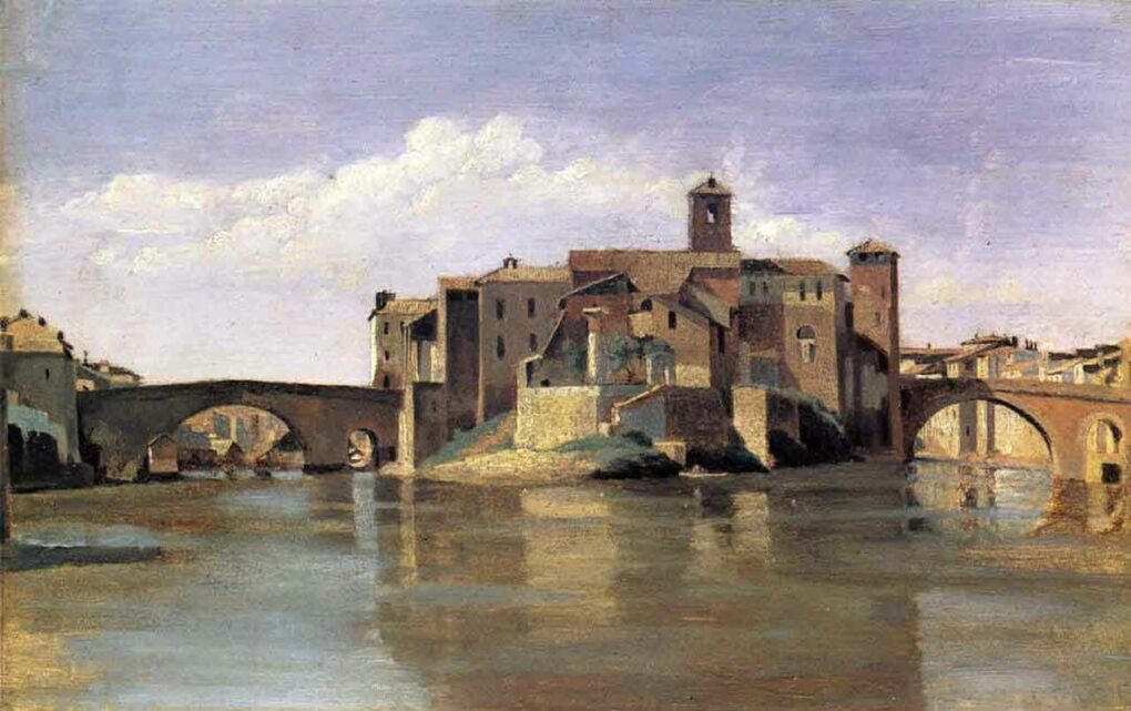 Île de San Bartolomeo (1826-1828) - Camille Corot - Reproductions de tableaux et peintures haut de gamme