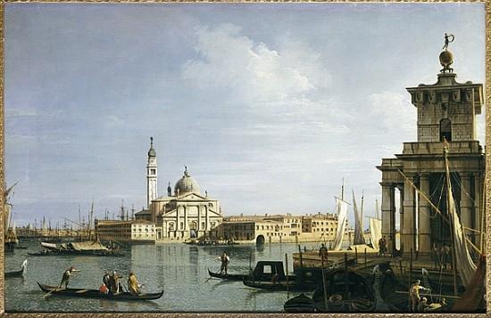 The Island of San Giorgio Maggiore in Venice, with the Punta della Dogana and numerous boats - Giovanni Antonio Canal