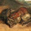 Tigre attaquant un cheval - Eugène Delacroix - Reproductions de tableaux et peintures haut de gamme