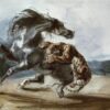 Tigre attaquant un cheval sauvage - Eugène Delacroix - Reproductions de tableaux et peintures haut de gamme