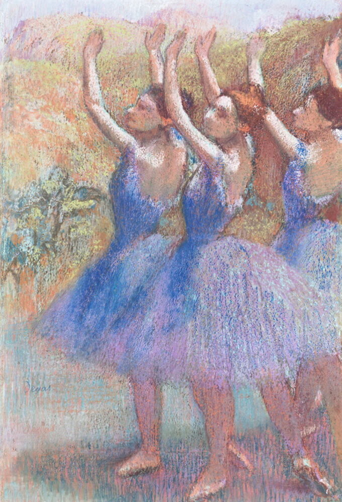 Three Dancers in Blue - Edgar Degas