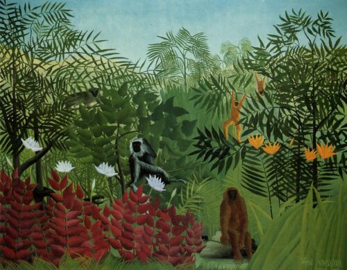 Forêt tropicale avec singes et serpent - Henri Rousseau - Reproductions de tableaux et peintures haut de gamme