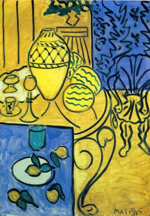 Intérieur en jaune et bleu - Matisse - Reproductions de tableaux et peintures haut de gamme