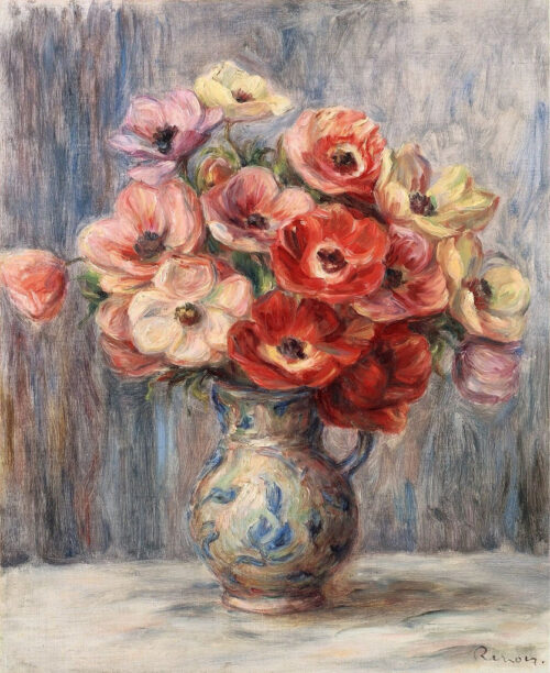 Botte de fleurs dans la cruche de céramique - Pierre-Auguste Renoir - Reproductions de tableaux et peintures haut de gamme