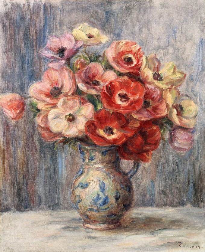 Bouquet of Flowers in a Ceramic Pitcher - Pierre-Auguste Renoir