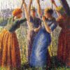 Paysannes plantant des piquets - Camille Pissarro - Reproductions de tableaux et peintures haut de gamme