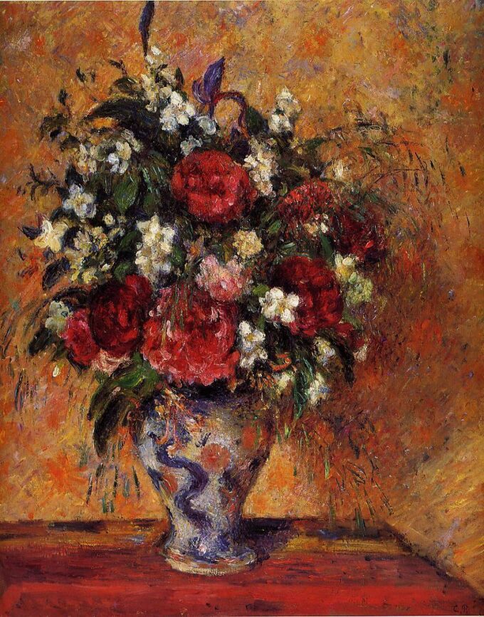 Fleurs dans un vase - Camille Pissarro - Reproductions de tableaux et peintures haut de gamme