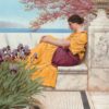 Sous la fleur qui s'accroche à la branche - John William Godward - Reproductions de tableaux et peintures haut de gamme