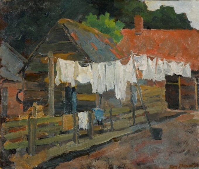 A farmhouse with a washing line - Mondrian