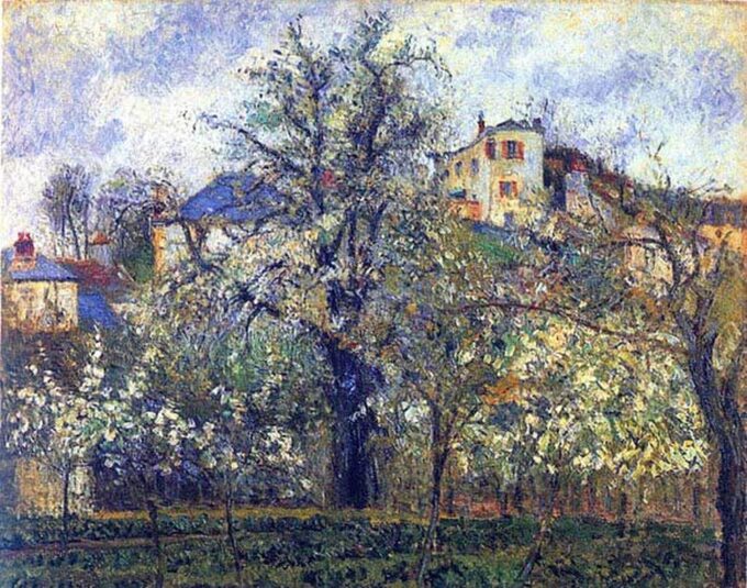 The Vegetable Garden with Trees in Blossom, Spring, Pontoise - Camille Pissarro