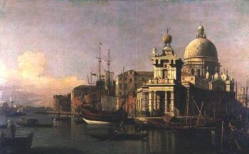 Une vue de la Dogana et de Santa Maria della Salute - Giovanni Antonio Canal - Reproductions de tableaux et peintures haut de gamme