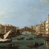 Vue du Grand Canal depuis le sud, le Palazzo Foscari à droite et le pont du Rialto en face - Giovanni Antonio Canal - Reproductions de tableaux et peintures haut de gamme