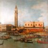 Vue du Palais de Saint-Marc, Venise, avec les préparatifs du mariage du Doge - Giovanni Antonio Canal - Reproductions de tableaux et peintures haut de gamme