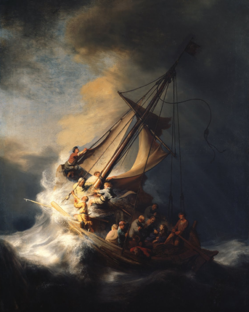 Le Christ dans la tempête sur la mer de Galilée - Rembrandt van Rijn - Reproductions de tableaux et peintures haut de gamme