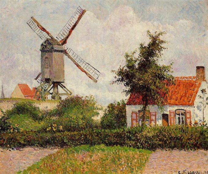 Windmill at Knocke - Camille Pissarro Oil Painting Reproduction