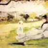 Woman and Child Seated in a Meadow - Berthe Morisot - Reproductions de tableaux et peintures haut de gamme