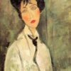 Portrait d'une femme avec une cravate noire - Amadeo Modigliani - Reproductions de tableaux et peintures haut de gamme