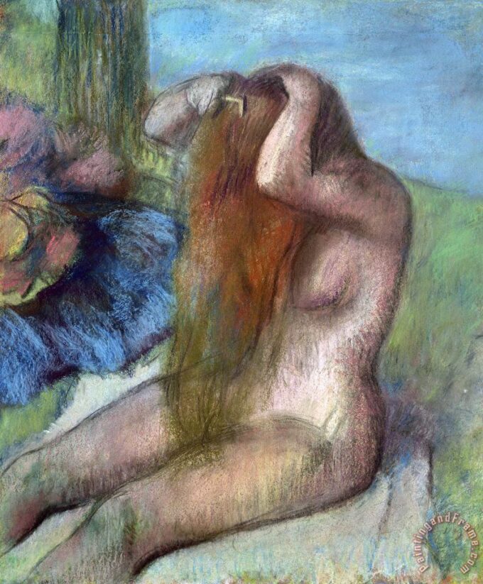 Femme se coiffant - Edgar Degas - Reproductions de tableaux et peintures haut de gamme