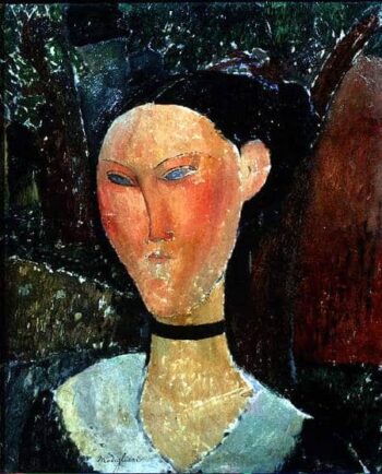 Femme avec un tour de cou en velours - Amadeo Modigliani - Reproductions de tableaux et peintures haut de gamme