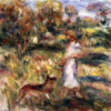 Paysage avec la femme de Renoir et Zaza - Pierre-Auguste Renoir - Reproductions de tableaux et peintures haut de gamme