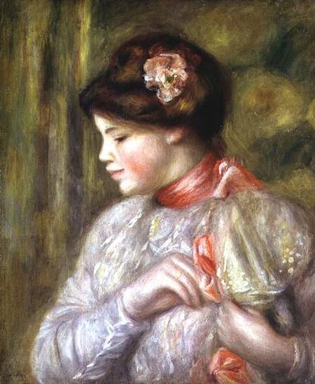 Young woman adjusting her blouse - Pierre-Auguste Renoir