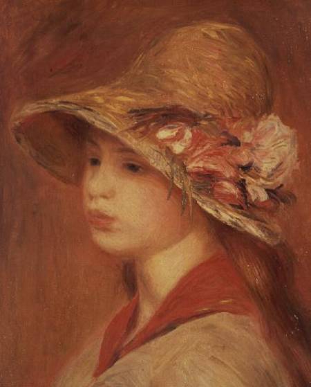 Young Woman with a Hat - Pierre-Auguste Renoir