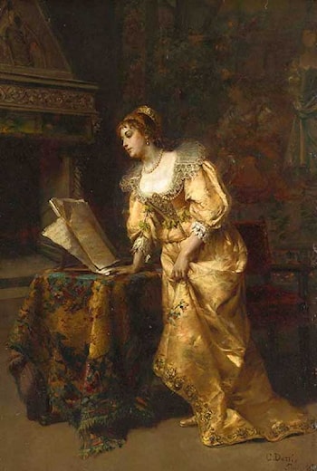 An Elegant Lady Reading Music – Cesare-Auguste Detti Cesare-Auguste Detti