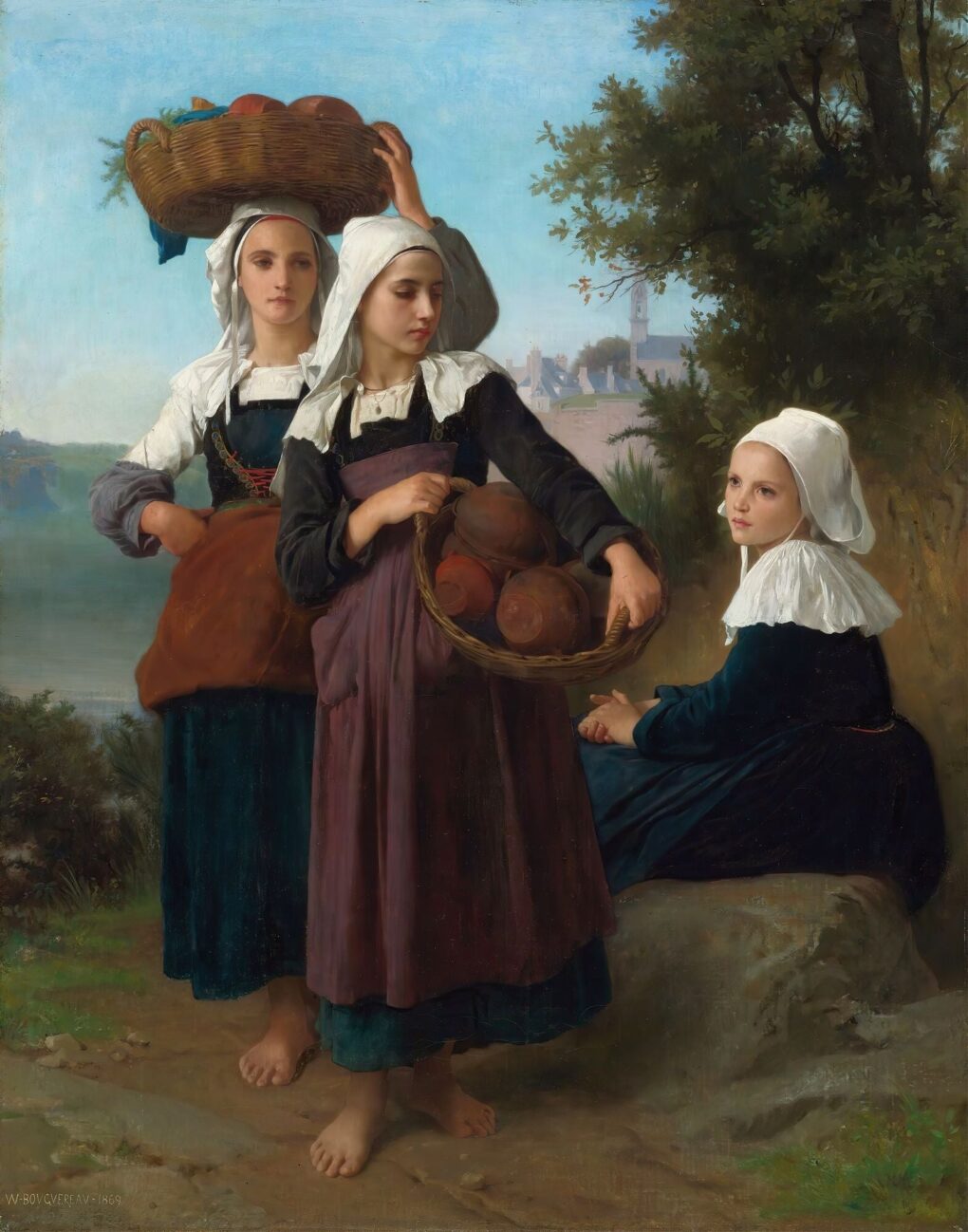 Fouesnant Girls Returning from the Market – William Bouguereau