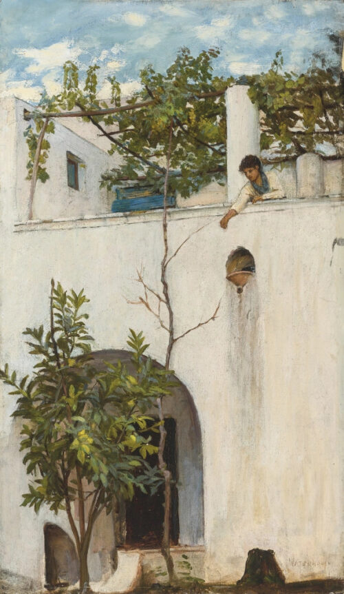 Lady on a Balcony, Capri – John William Waterhouse John William Waterhouse