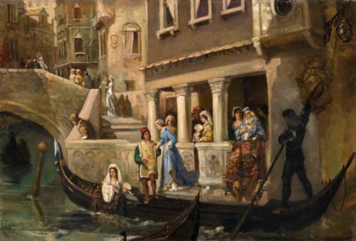 Landing into a Gondola of the Venetian Nobility – Wilhelm Kotarbiński Wilhelm Kotarbiński