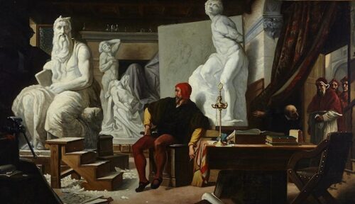 Michelangelo in His Studio, Visited by Pope Julius II – Alexandre Cabanel Alexandre Cabanel