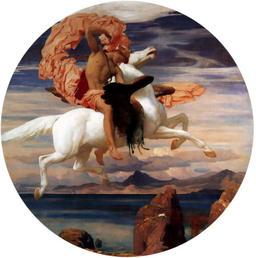 Perseus on Pegasus Hastening to the Rescue of Andromeda – Frederic Leighton Frederic Leighton