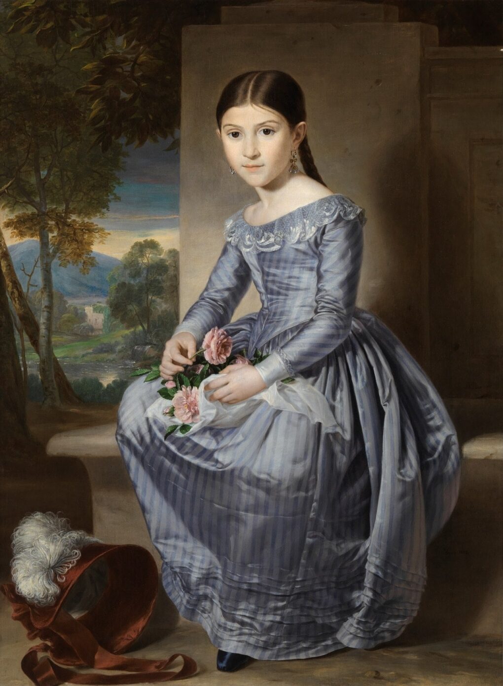 Portrait of a Girl Seated in a Landscape – Rafael Tegeo Díaz