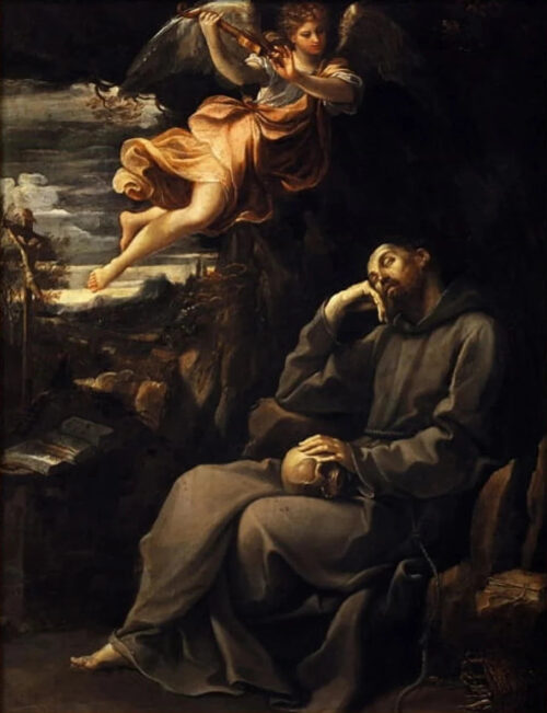 Saint Francis in Ecstasy with an Angel Musician – Guido Reni Guido Reni