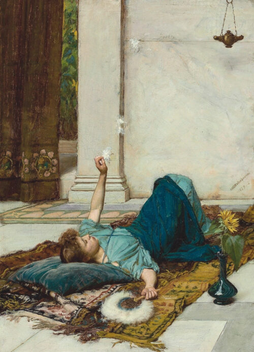 The White Feather Fan – John William Waterhouse John William Waterhouse