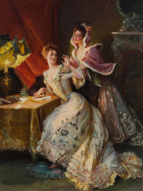 Two Women in an Interior – Cesare-Auguste Detti Cesare-Auguste Detti